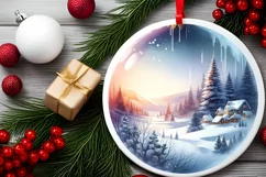 Round Melting Winter Scene Spain Ornament PNG Product Image 2