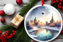 Round Melting Winter Scene Spain Ornament PNG Product Image 2