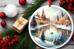 Round Melting Winter Scene Spain Ornament PNG Product Image 2