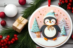 Round Christmas Ornament Sublimation|Clipart Product Image 2