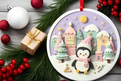 Round Christmas Ornament Sublimation|Clipart Product Image 2
