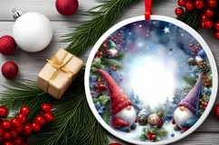 Winter Gnomes Round Ornament Sublimation PNG Product Image 2