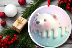 3D Polar Bear Christmas Ornament PNG Product Image 2