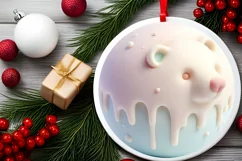 3D Polar Bear Christmas Ornament PNG Product Image 2