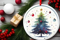 Colorful Tree Christmas Ornament PNG Product Image 1