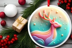 Round 3D Marzipan Christmas Deer Ornament PNG Product Image 2