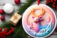 Round 3D Marzipan Christmas Deer Ornament PNG Product Image 2