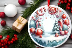Round Christmass Ornament Sublimation|Clipart Product Image 2