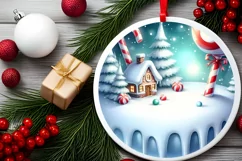 Round Melting Winter Scene with Candies Ornament PNG Product Image 2