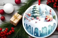 Round Melting Winter Scene with Candies Ornament PNG Product Image 2