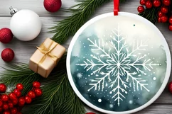 Colorful Snowflake Christmas Ornament PNG Product Image 2