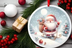 Santa Round Ornament Sublimation PNG Product Image 2