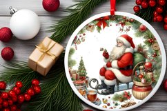 Santa Round Ornament Sublimation PNG Product Image 2