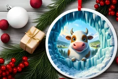Icy Wall Cow Digital Painting Sublimation PNG Product Image 1