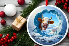 Icy Wall Cow Digital Painting Sublimation PNG Product Image 2