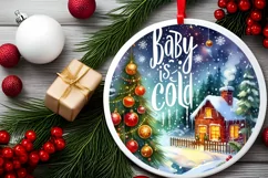 Round Christmas Scene Baby It's Cold Outside Ornament PNG Product Image 2