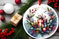 Gift Watercolor Christmas Image Sublimation PNG Product Image 1