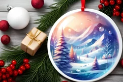 Round Winter Scene Tour Eiffel Ornament PNG Product Image 2