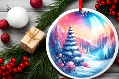 Round Winter Scene Tour Eiffel Ornament PNG Product Image 2