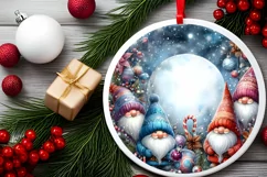 Winter Gnomes Round Ornament Sublimation PNG Product Image 2