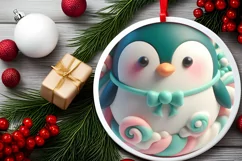 Melting 3D Penguin Christmas Ornament PNG Product Image 2