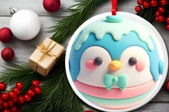 Melting 3D Penguin Christmas Ornament PNG Product Image 2