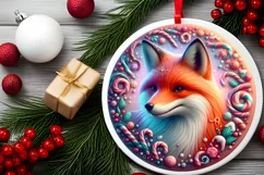 Round 3D Marzipan Christmas Fox Ornament PNG Product Image 2