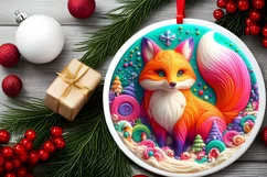 Round 3D Marzipan Christmas Fox Ornament PNG Product Image 2