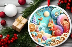 Round Christmas Ornament Sublimation|Clipart Product Image 2