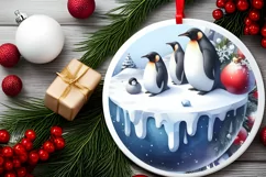 3D Watercolor Winter Penguins PNG Product Image 2