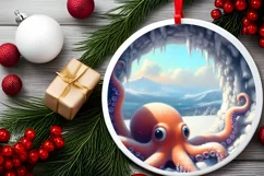 Snow Wall Octopus Digital Painting Sublimation PNG Product Image 1