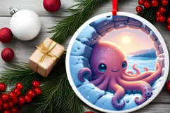 Snow Octopus Wall Painting Sublimation PNG Product Image 1