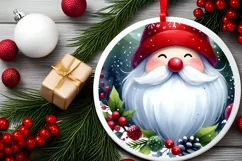 Round Christmas Gnome Ornament PNG Product Image 2