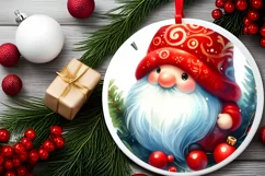 Round Christmas Gnome Ornament PNG Product Image 2