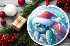 Digital Painted Turtle Christmas Ornament PNG Product Image 1