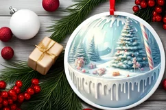 Round Melting Winter Scene with Candies Ornament PNG Product Image 2