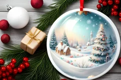 Round Melting Winter Scene with Candies Ornament PNG Product Image 2