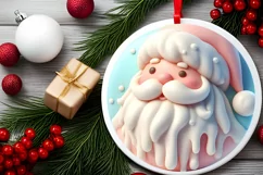Santa with deer Round Ornament Sublimation PNG Product Image 2