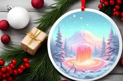 Winter Scene Digital Painting Christmas Ornament Product Image 1