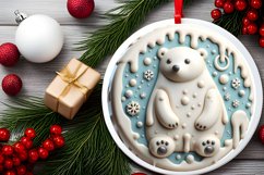 3D Polar Bear Christmas Ornament Sublimation PNG Product Image 2