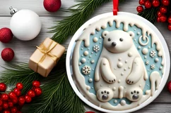 3D Polar Bear Christmas Ornament Sublimation PNG Product Image 2
