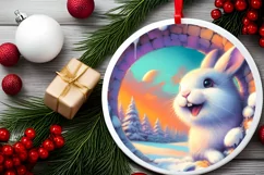 Snow Wall Rabbit Digital Painting Sublimation PNG Product Image 1