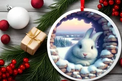 Snow Rabbit Wall Painting Sublimation PNG Product Image 2