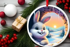 Snow Rabbit Round Painting Sublimation PNG Product Image 2