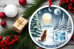 Winter Scene with Dog Sublimation PNG Product Image 2
