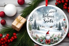 Winter Scene Believe in Santa Round Ornament Sublimation PNG Product Image 2