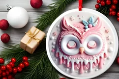 Pastel Owl Christmas Ornament PNG Product Image 2