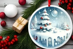 Round Melting Winter Scene Class Ball Ornament PNG Product Image 2