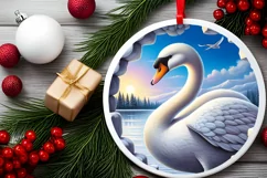 Snow Swan Wall Painting Sublimation PNG Product Image 1