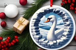 Snow Swan Wall Painting Sublimation PNG Product Image 2